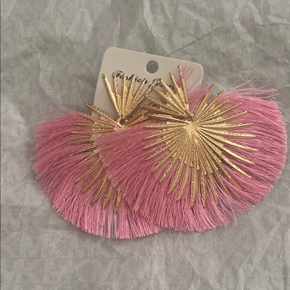 *Pink and Gold Fringe Earrings